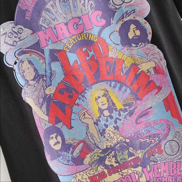 Black Led Zeppelin Electric Magic Graphic Tee T - Picture 3 of 3